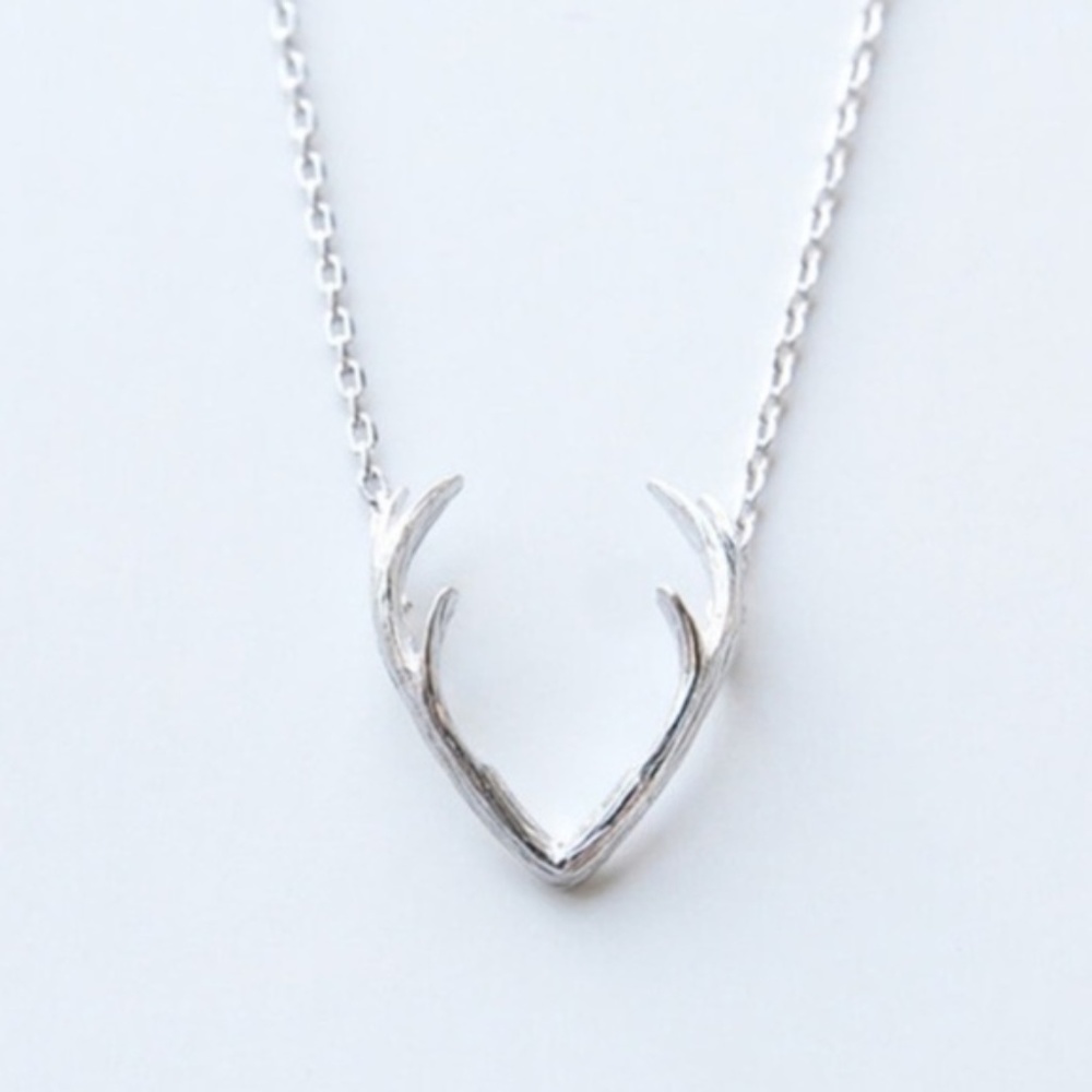 Antler Silver Color Pendant Necklace